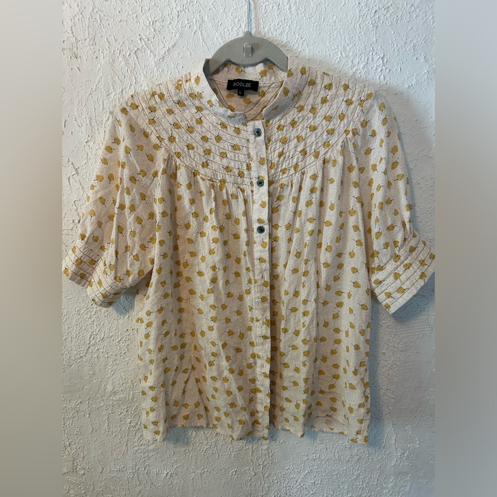 Roolee Cream and Yellow Patterned Blouse